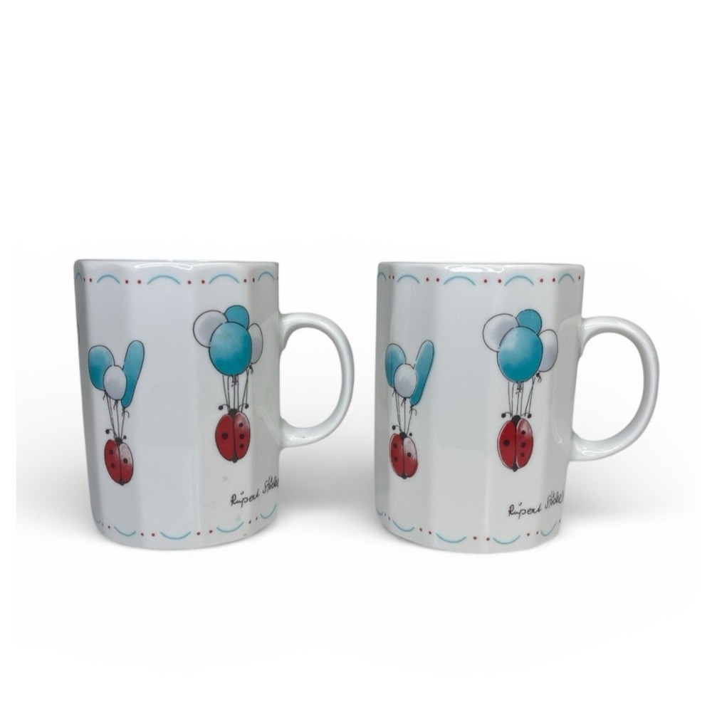 Kafer Feinkost Rupert Stockl Ladybug Mug Set of 2‎ Balloons Ladybug Blue White